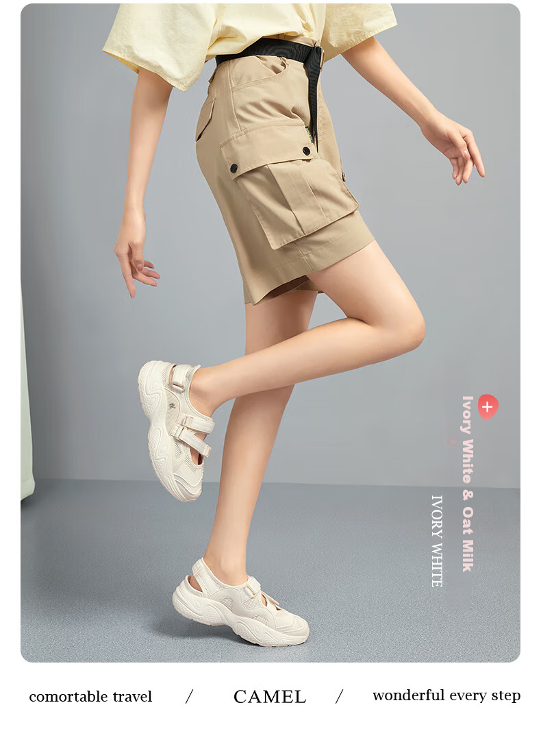 CAMEL Mary Sports Casual Shoes, Outdoor Beach Thick-Soled Heightening Women's Shoes, X24B09L7007, Beige, Size 40 12