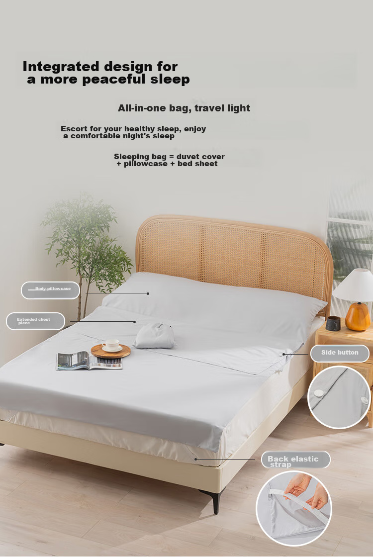 JD Original Skin-Friendly Protective Sleeping Bag for Travel, Hotel Stays, Business Trips, Convenient Non-Disposable Anti-Dirt Bed Sheet And Duvet Cover for Single Person 75cm 7