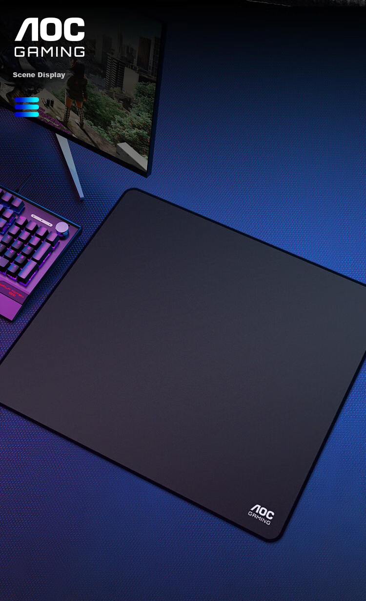 AOC Professional Gaming Mouse Pad, Large And Medium Size, 450*400*4mm, Thickened with Locked Edges, High-Density Fiber, for Keyboard And Computer Desk, G20L/93 Black 8