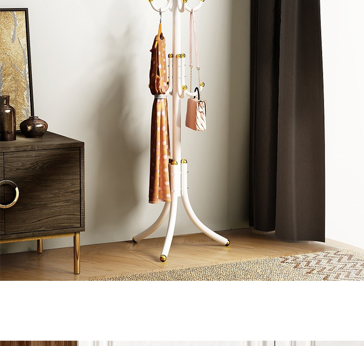 Anerya Iron Coat Rack, Floor-Standing Bedroom Clothes Hanger, Simple Indoor Multi-Hook Garment Stand, Luxury White Versio 2