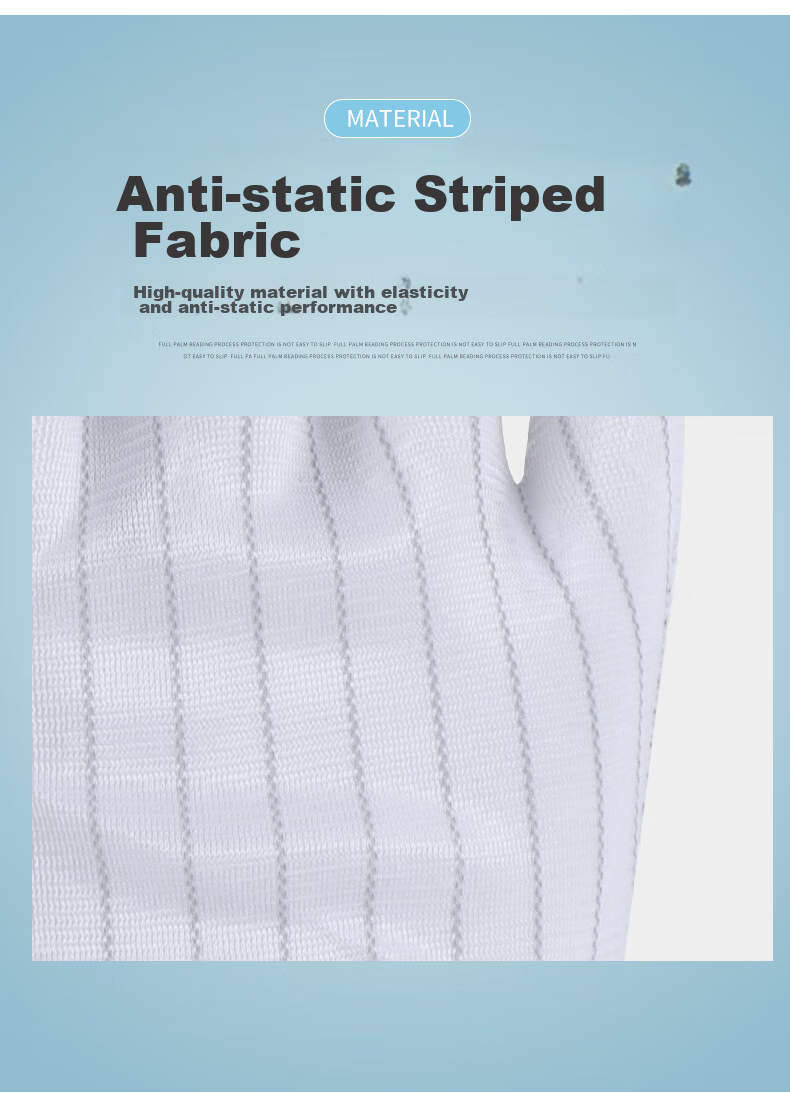 Golmud Anti-Static Gloves, Dust-Free Plastic Striped Non-Slip, Electronic Factory Assembly Gloves, 10 Pairs GM602 8