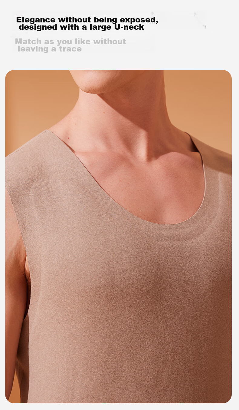 Bejirog 100% Wool Men's Thermal Vest, Fleece-Lined Thick Undershirt, Sleeveless Undershirt Vest for Heat Generation And Warmth 15