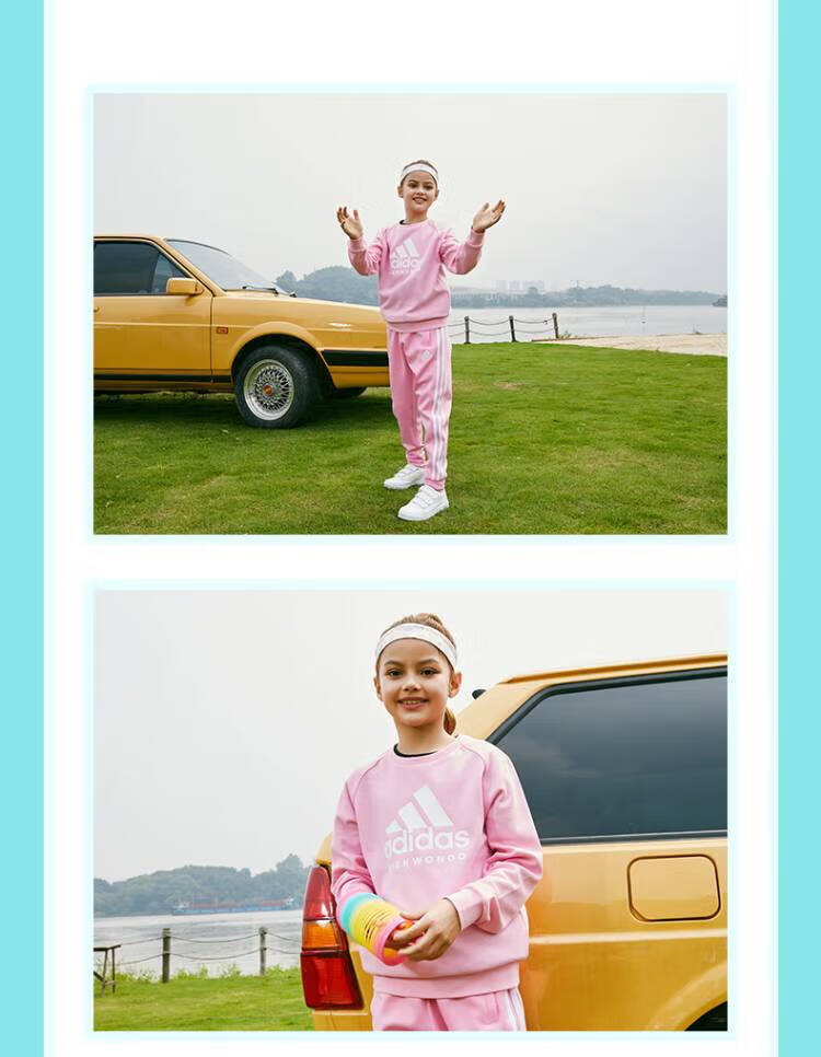 Adidas Children's Wear, Autumn And Winter Inner Layer Sweatshirt Pullover, Long-Sleeve Top ADICLTL19K, Pink/white, Size 128 18