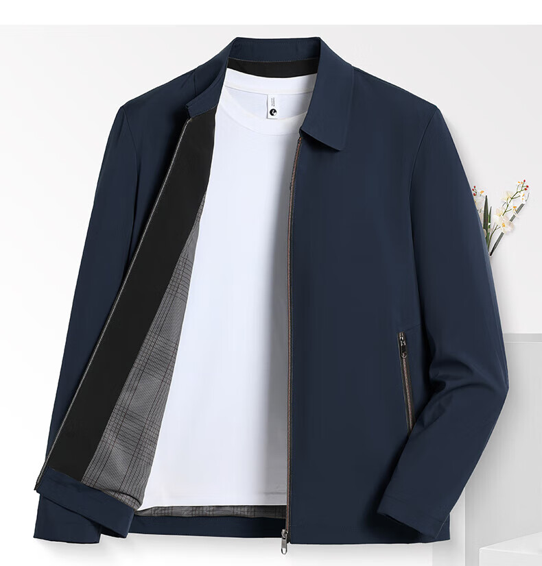 FIRS [Triple Protection] Executive Jacket for Men, Seamless Lapel Coat, Business Commute Wrinkle-Resistant Civil Servant Outerwear, Black 8