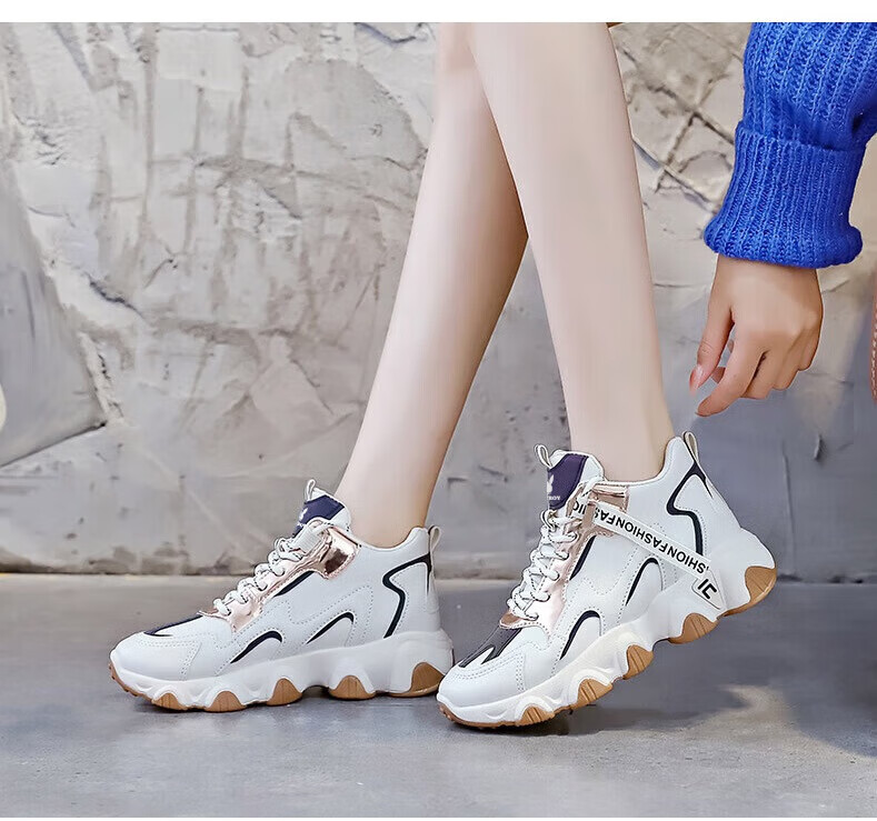 PLAYBOY Women's Shoes, Winter Fleece-Lined Dad Shoes, Warm Women's Footwear, Cold-Resistant Cotton Shoes, Women's Sneakers, 1501 Beige, Size 40 2