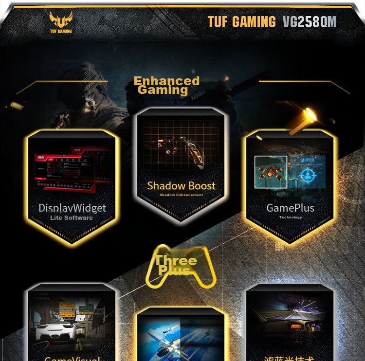 ASUS VG258QM, 24.5-Inch Monitor, Gaming Display, 240Hz Refresh Rate, Overclockable to 280Hz, HDR400, 0.5ms Gray-To Response Time 12