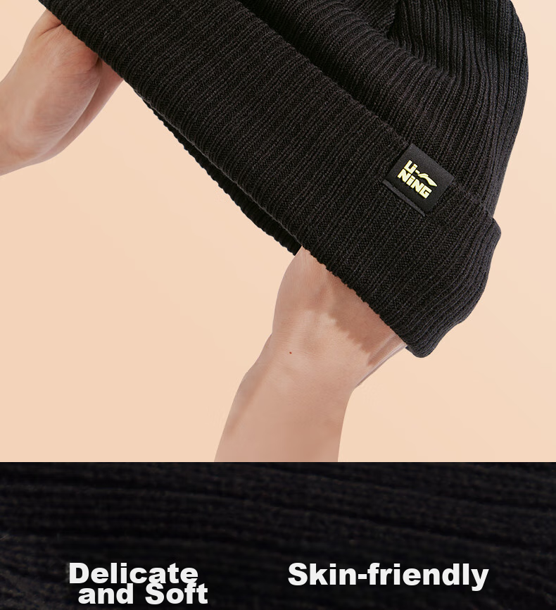 Li-Ning Ski Hat, Autumn And Winter Knitted Cold Cap, Ski Helmet, Warm Elastic Soft Versatile Fleece Hat, Deep Floral Gray 8