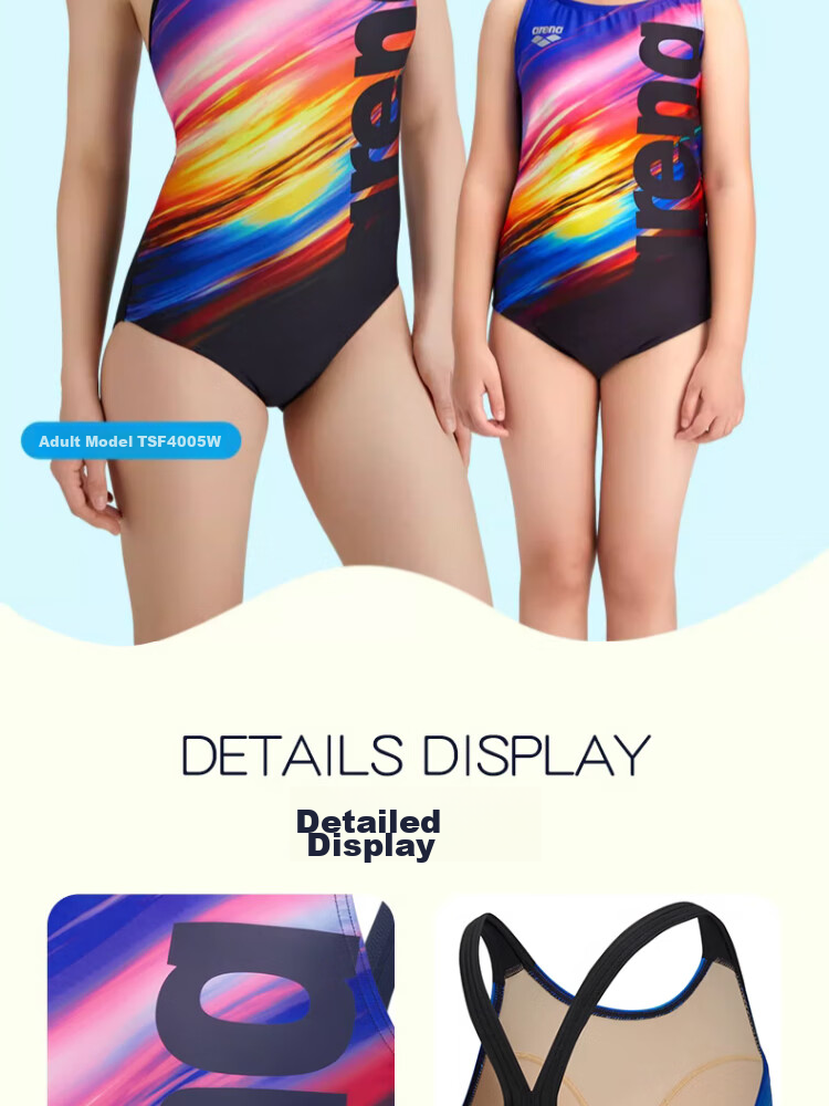 Arena Children's Sleeveless Triangle Swimsuit, for Older Girls, Elastic Comfortable Quick-Dry TSF4040 Blue 150 9