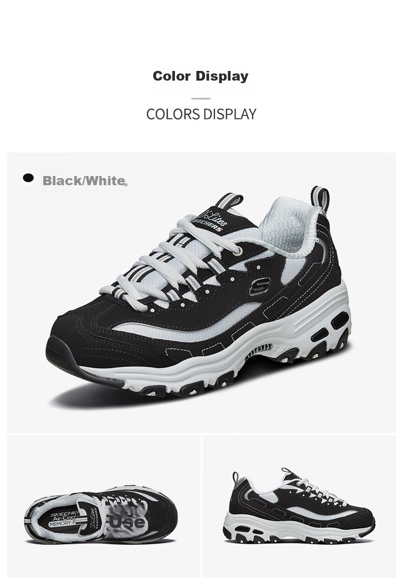 Skechers Casual Sneakers D'lites Black And White Panda Style Couple's Matching Unisex Black/white Size 35 10
