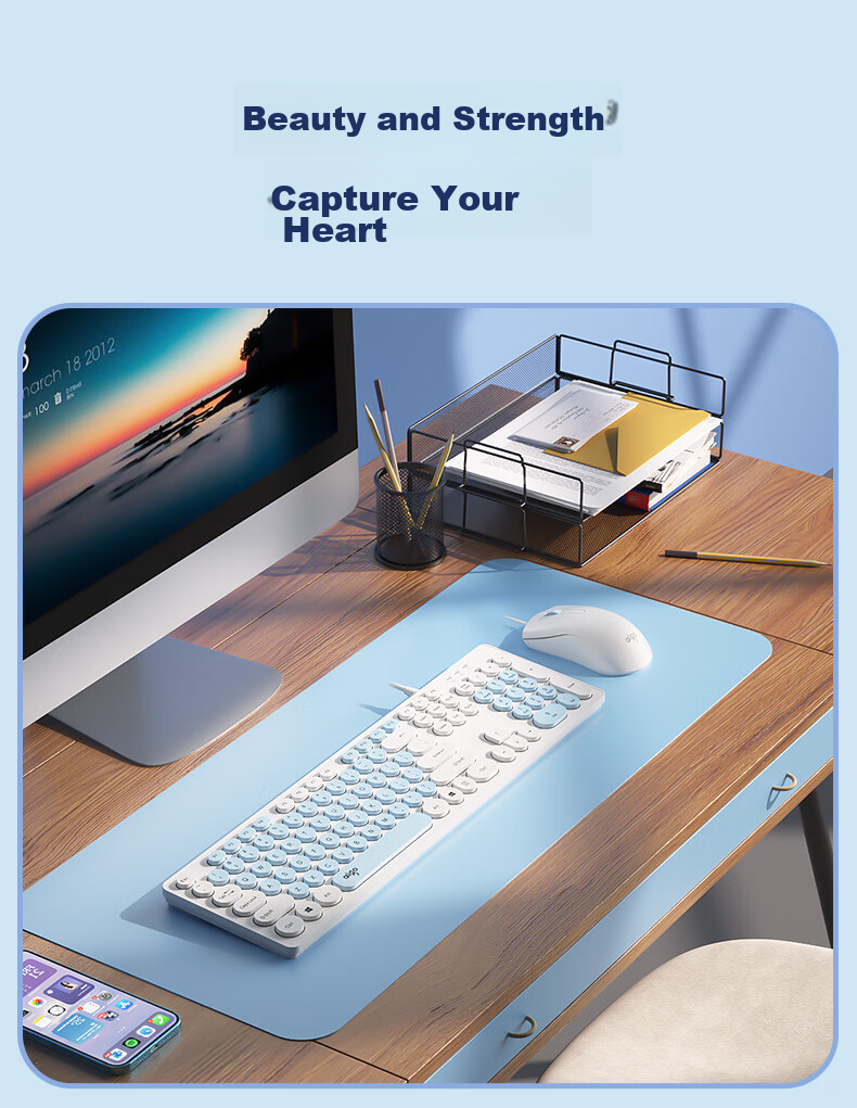 Aigo WQ1606 White, Keyboard And Mouse Combo Set, Wired Keyboard And Mouse Set, Plug And Play USB, Business Office, Compatible with Laptops And Desktops 9