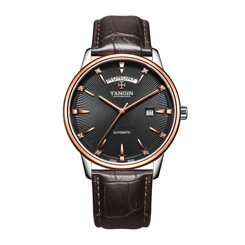 TANGIN Swiss Men's Watch, Mechanical Leather Strap Men's Watch, Birthday Gift for Me