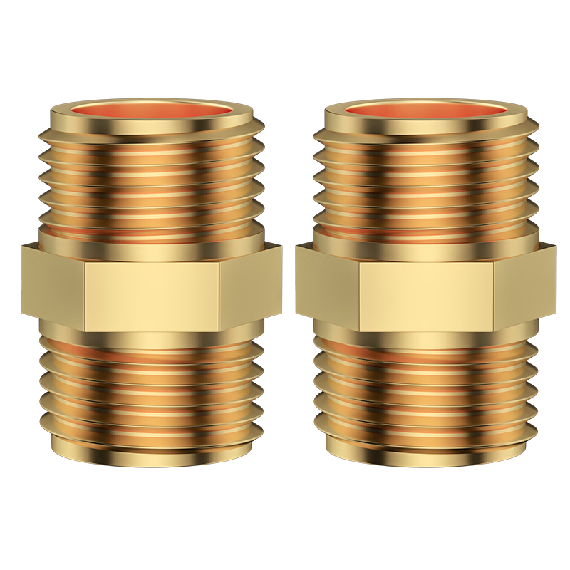 Muvi All-Copper Thickened 1/2 Inch Straight Coupling, Straight Water Inlet Pipe Connector, External Thread Pipe Fitting, Pack of 2