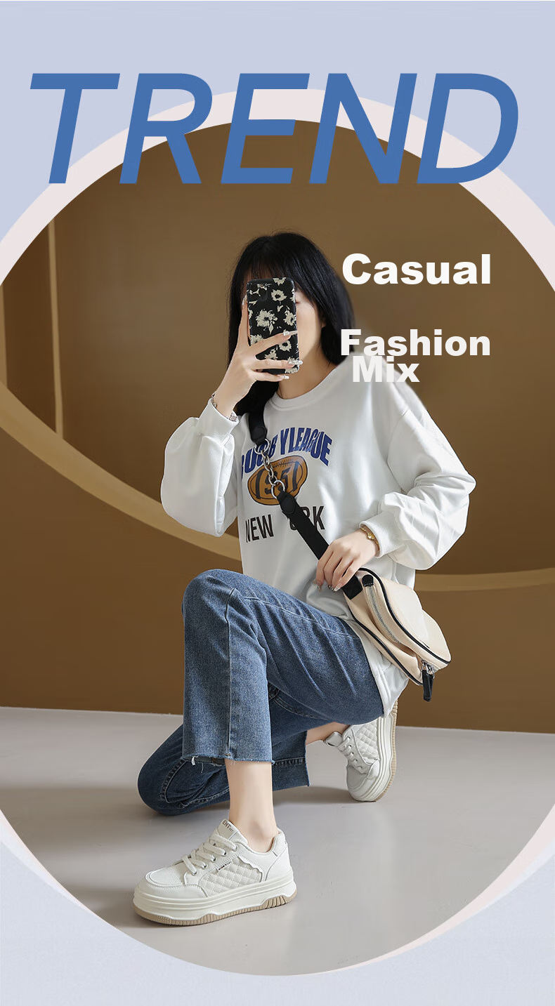 PLAYBOY Women's Shoes, Autumn White Sneakers, Classic Versatile Shoes, Simple Casual Shoes, Women's Skateboard Shoes, 1641 Beige, Size 37 2