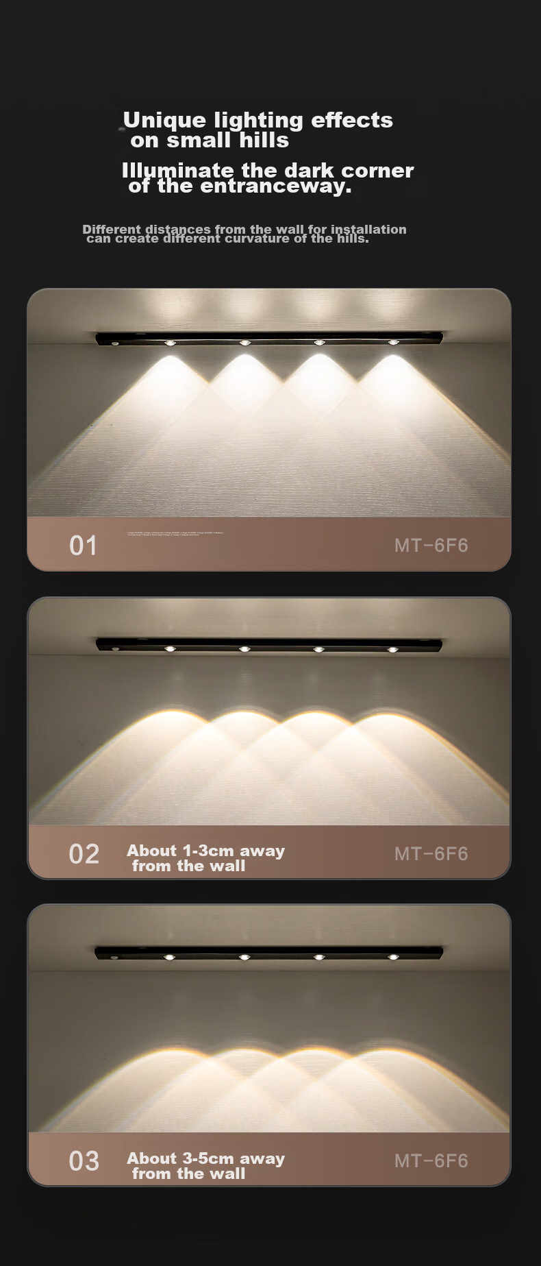 Midea Cabinet Light, Night Light, Three-Color Magnetic Projection Light, Shoe And Wardrobe Light, TV Cabinet Light, Motion Sensor Light, Wave Pattern Ambient Decorative Light 3