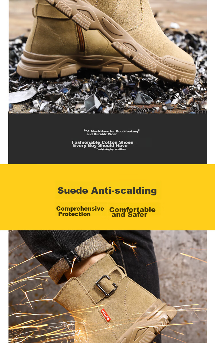 JUNBU Welding Safety Shoes for Men, High-Top Steel Toe Cap, Anti-Smashing, Anti-Puncture, Comfortable, Wear-Resistant Work Boots 0282F Size 45 8