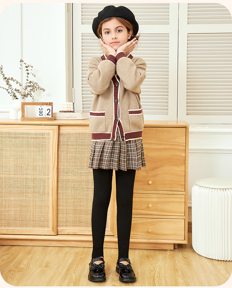 LangSha Children's Tights with Fleece Lining, Girls' Leggings, Thick Fleece Striped Non-Slip, Autumn And Winter Wear, Girls' Baby Children's Socks 20