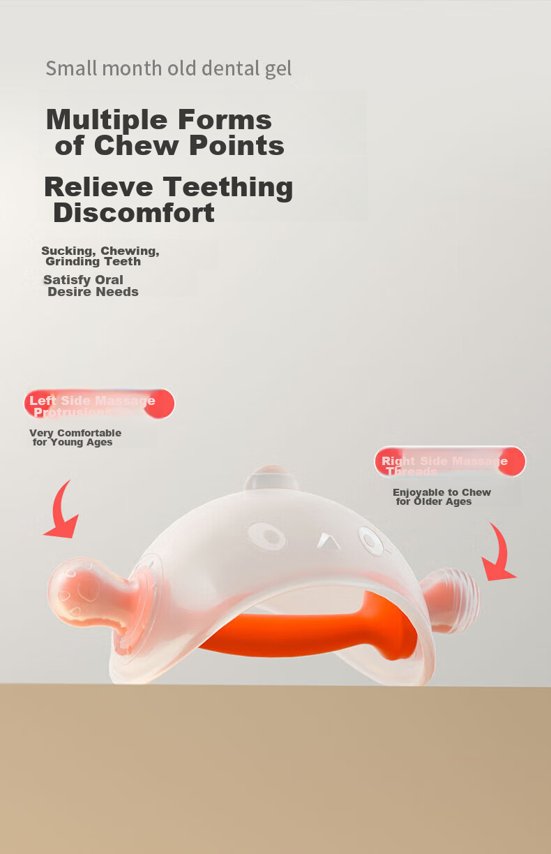 DOCTOR MA Baby Teether Mushroom-Shaped Silicone Teether Toy, Anti-Thumb Sucking Oral Teether for Young Infants, Orange 6
