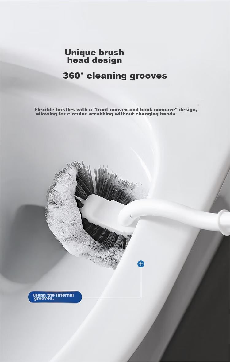 LYNN Toilet Brush 2 Pieces [With 2 Hooks], Multi-Angle No Dead Angle Cleaning Brush, Floor Brush 6