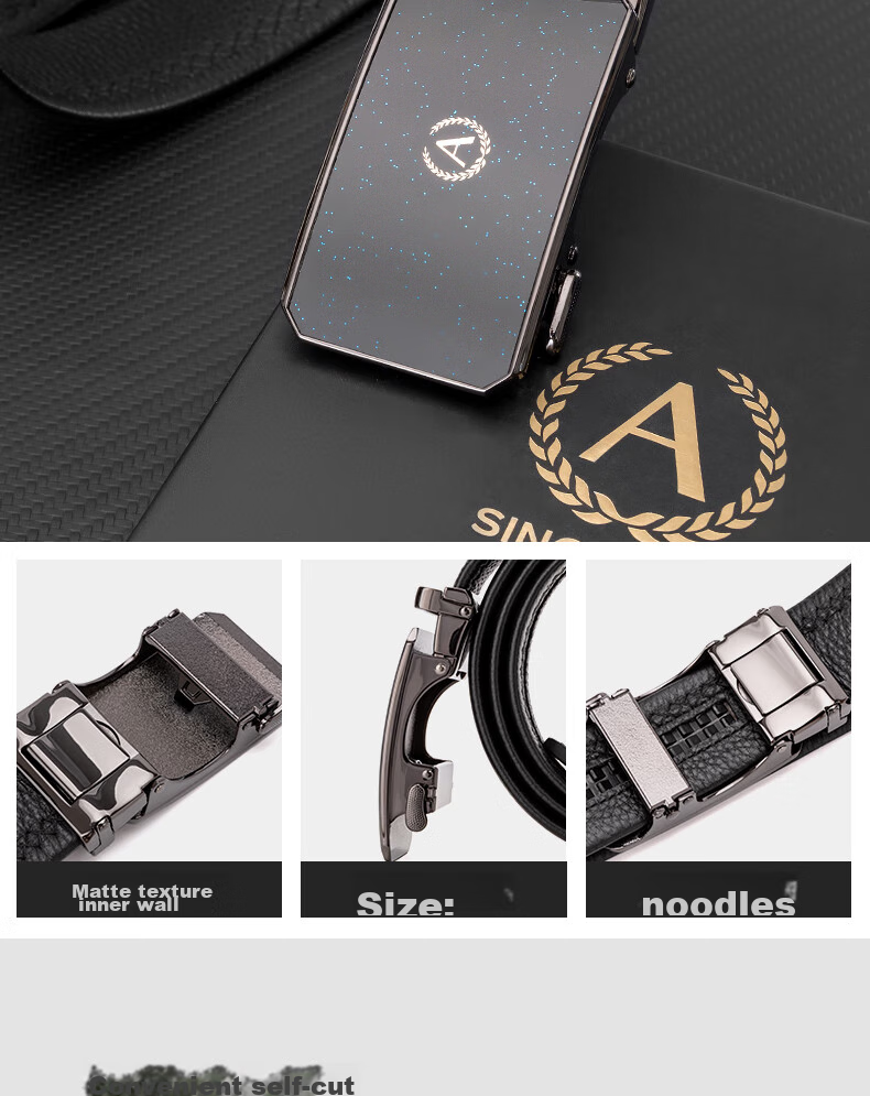 Aokang Men's Belt, Top-Grain Leather, Automatic Buckle, Business Trouser Belt, Birthday Gift for Husband 6