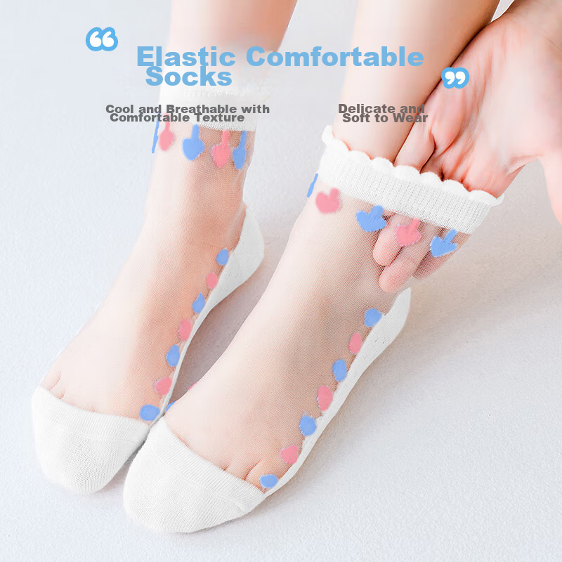 LangSha Children's Socks, Girls' Summer Ultra-Thin Crystal Socks, Versatile Lace Short Socks for Girls And Toddlers