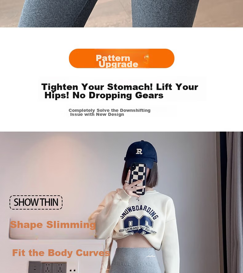 LangSha Ribbed Leggings for Women, Autumn Wear, High-Waisted, Slimming, Elastic Waist, Butt-Lifting, Calf-Slimming, Tight-Fitting Pants, Warm Cotton Trousers 12