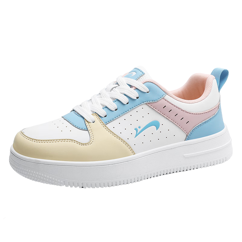 Guirenniao Women's Sneakers, New Couple's Casual Shoes, Thick-Soled Sports Shoes, White/yellow/blue, Size 37