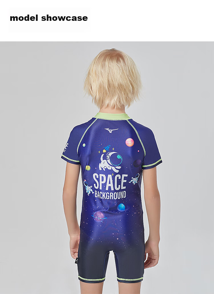 MIZUNO Kids Boys One-Piece Short Sleeve Surfing Swimsuit Student Training Quick-Dry Hot Spring Swimwear A1405 Planet 150 10