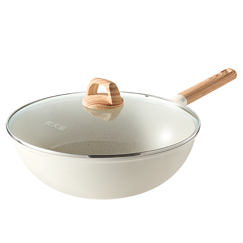 COOKER KING Non-Stick Wok, Easy to Clean, Lightweight, Maifanshi Color, Flat Bottom Frying Pan, 32cm, Compatible with Induction Cooker, GJ32CGB