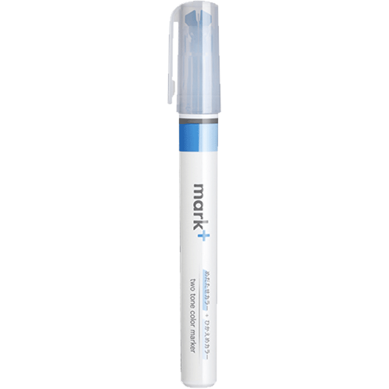 KOKUYO Imported Mark+ Limited Edition Dual-Tip Marker Pen Highlighter for Exam Key Points, Fluorescent Pen, Blue, 1 Piece, PM-MT100B