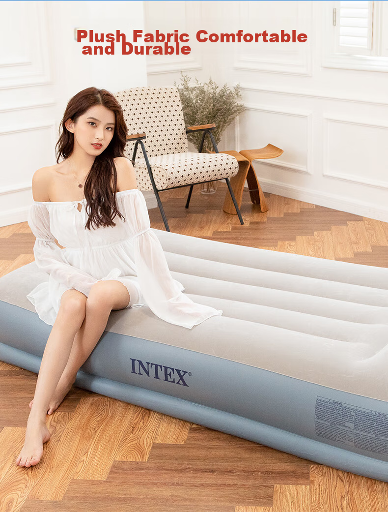 INTEX Electric Pump Double Automatic Inflatable Bed with Built-In Pillow, Car Nap Tent, Camping Companion Care Folding Bed 118CT2 7