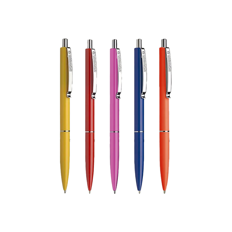 Schneider Ballpoint Pen, Push-Type Large Capacity 0.5mm Bullet Tip Refillable Pen for Students And Daily Office Use K15 Blue Ink - 5 Mixed Colors