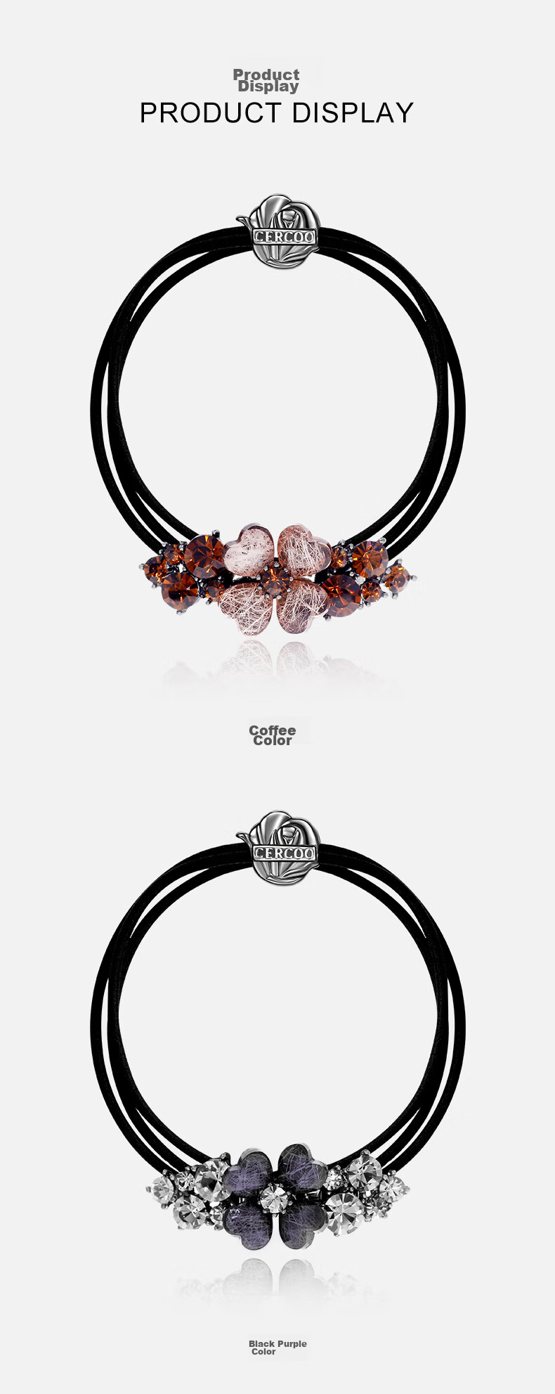 Cercoo Elegant Hair Ties, Stylish Hair Bands, Creative Elastic Hair Bands with Dazzling Stones, Ponytail Holders, Hair Accessories for Elegant And Retro Looks 5