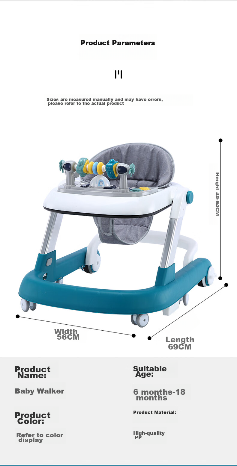 ANGI BABY Multifunctional Baby Walker Anti-Tip Foldable Push Toy Gift for Kids 14