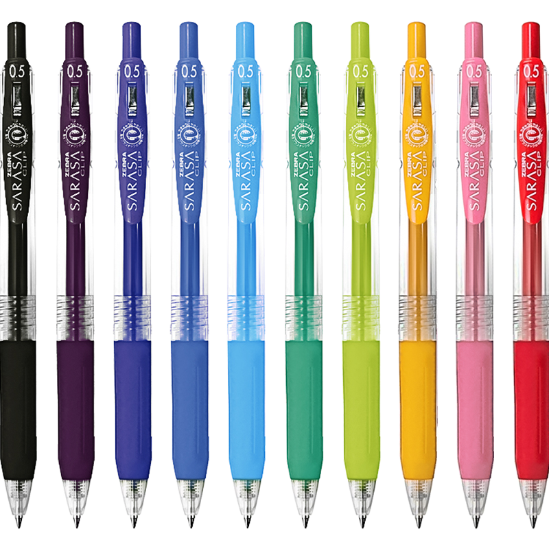 ZEBRA JJ15 Retractable Colorful Gel Pen, 0.5mm, Signature Pen, Business Pen, Student Planner, Exam Writing Pen, High-Quality Office Stationery Set, 10 Pens