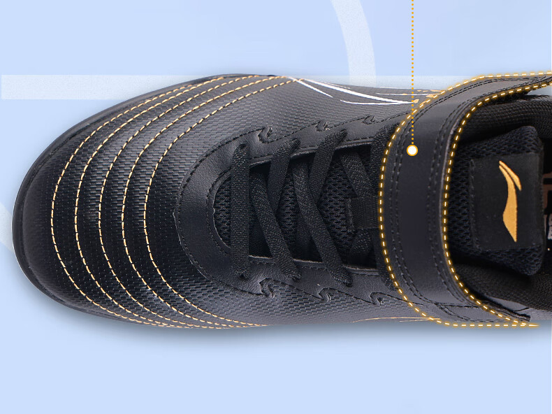 Li-Ning Soccer Shoes for Children And Students, Molded Studs, Ages 6-12, Velcro, Boys' Big Kids Elementary School Students Professional Competition Soccer Shoes, Size 31 10