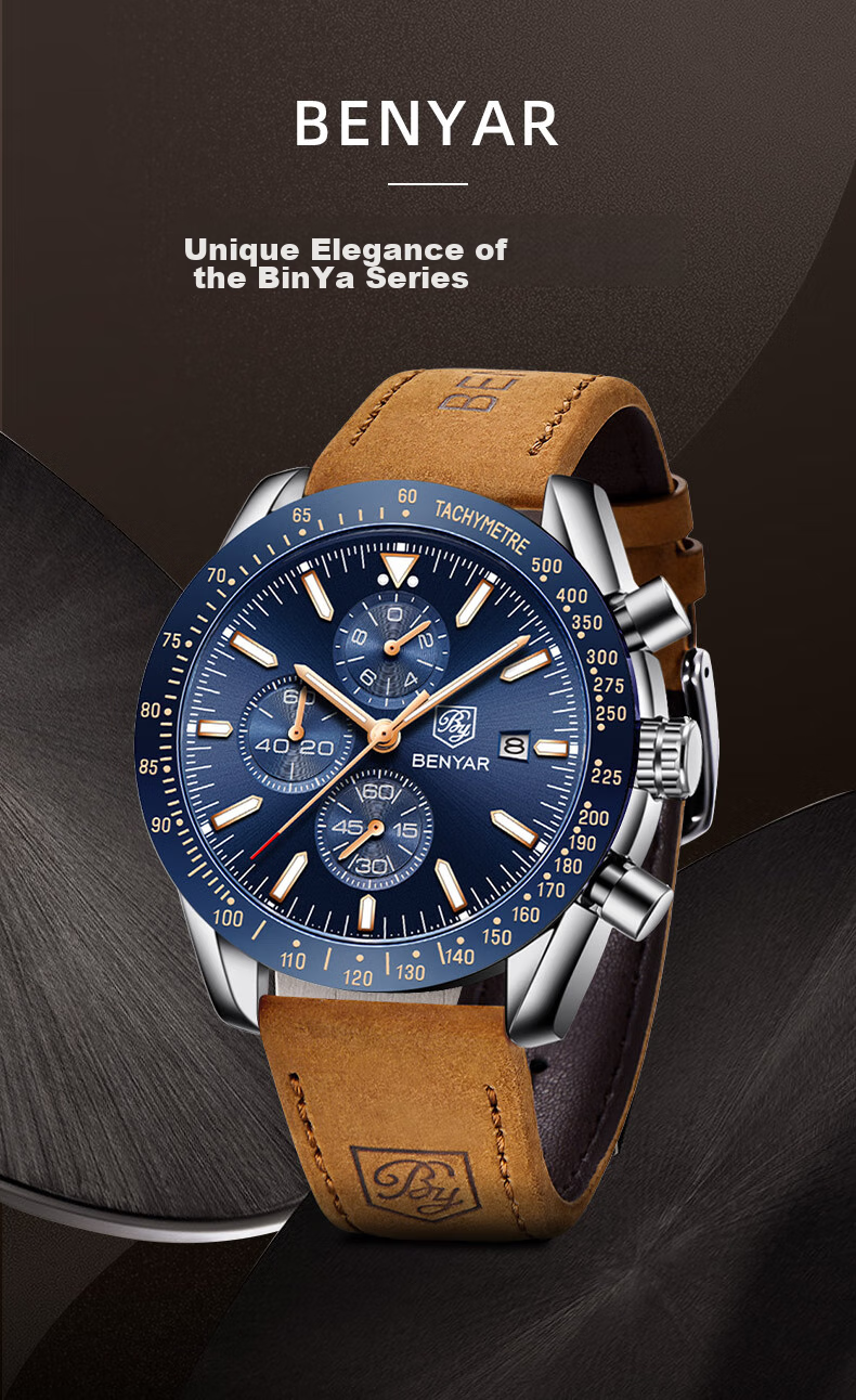 TSAR BOMBA Benyar Men's Quartz Watch Casual Business Self-Gift for Boyfriend, Student Exam Watch Father's Day Gift 1