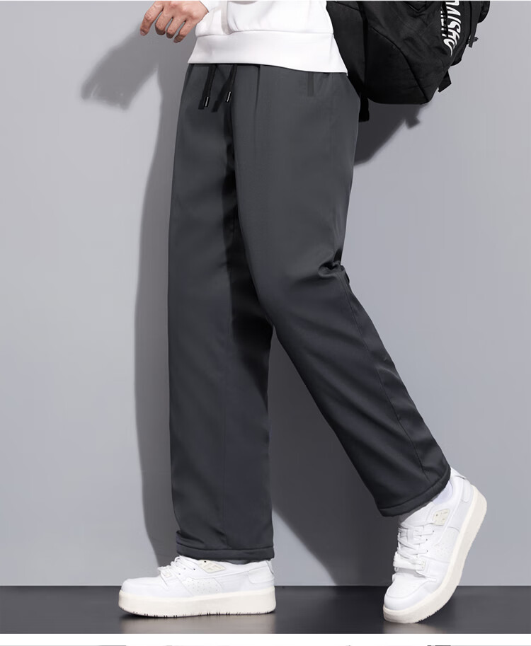 TUCANO Men's Cotton Pants Lamb Wool Fleece Thickened Graphene Warm Comfortable Casual Straight Leg Trousers Black 3XL 20