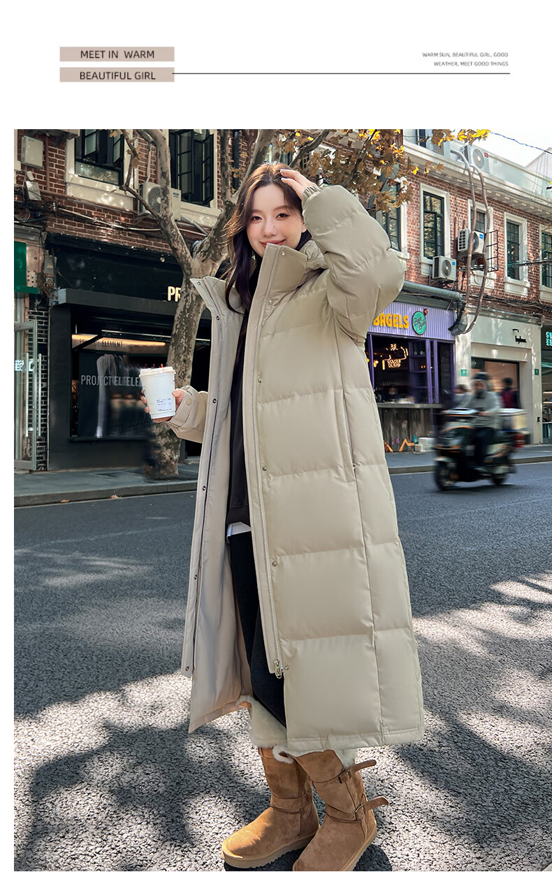 Yalu Solid Color Long down Coat for Women, Winter 2026 New Style, Loose-Fitting Over-Knee Thickened Warm Couple's Mid-Length Coat for Outdoor Activities 20