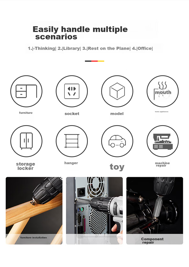 MASTERPROOF Screwdriver Set, Electric Flathead And Phillips Head, Hex Key, Strong Magnetic, Ultra-Hard Tool Kit with Repair Bits, Multi-Functional 10
