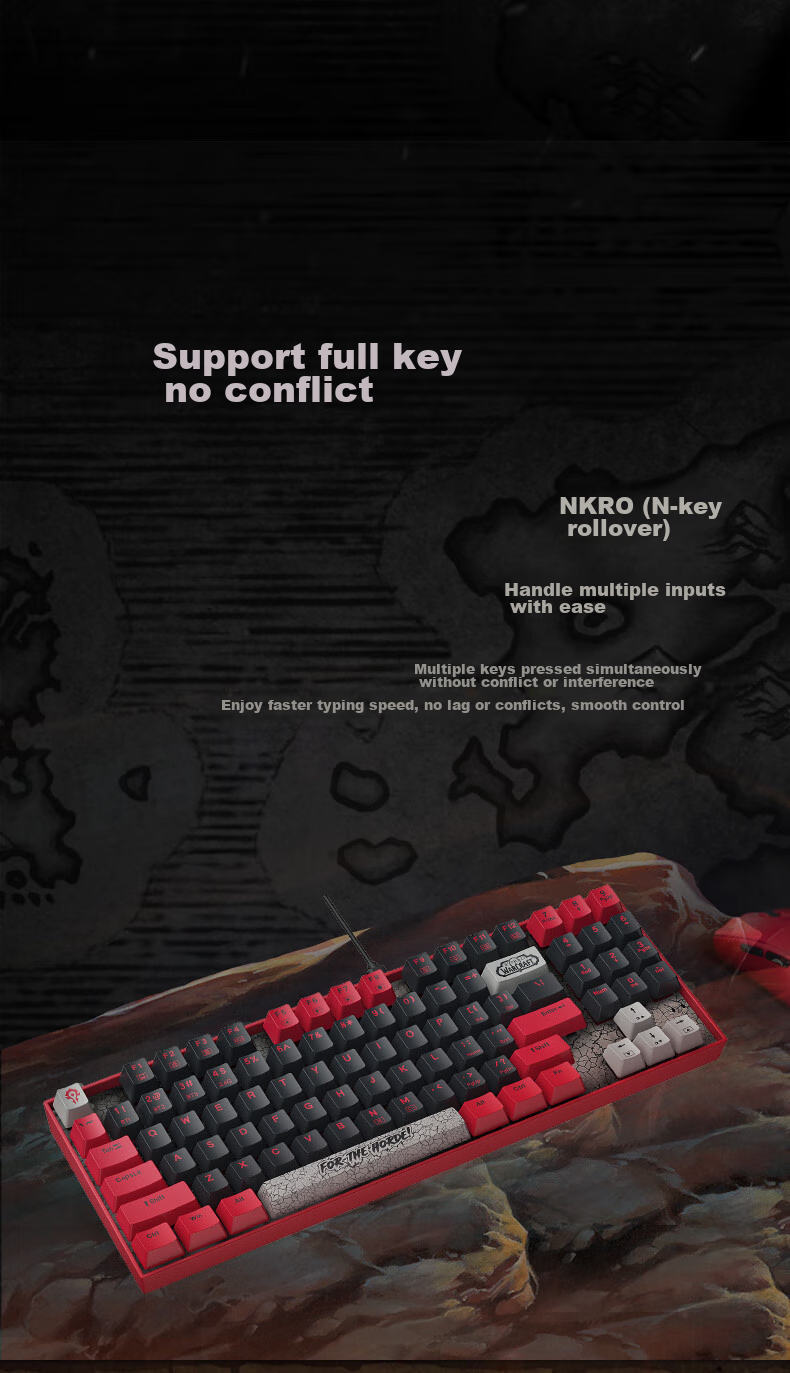 BLIZZARD YGM1 World of Warcraft Official Authentic Game E-Sports Wired Mechanical Keyboard Full Key Anti-Ghosting Hot-Swappable Backlit Custom Switch Mechanical Keyboard - Alliance Blue 7