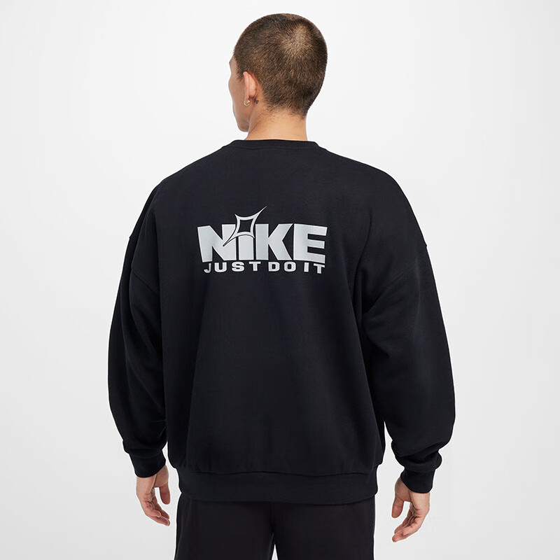 NIKE Men's Spring And Autumn Round Neck Pure Cotton Sweatshirt, Casual Sportswear, HQ2962-010 Black, XL