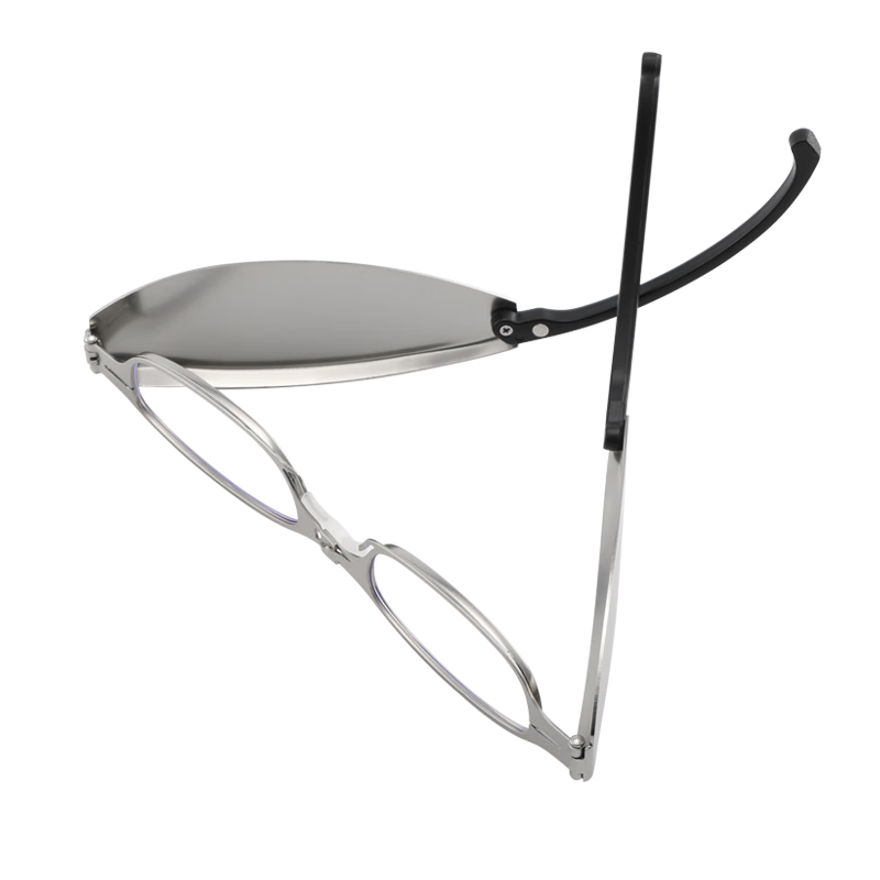 LESCA LUNETIER Fashion Foldable Portable Mini Anti-Blue Light Reading Glasses for Men And Women, High Definition Eyeglasses, Silver, 250 Degrees