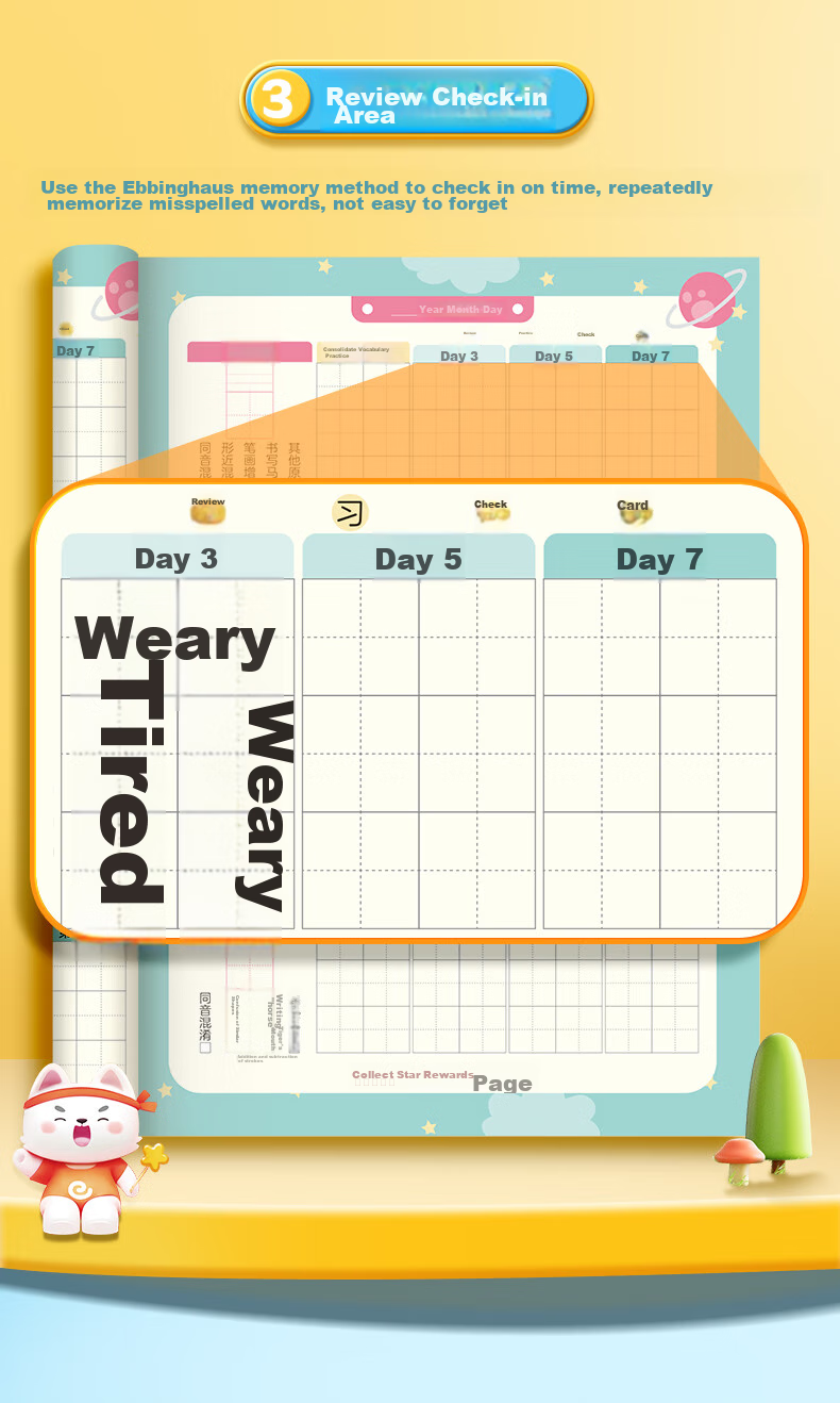 Huaxiawanjuan Aibinhausi Error Recording Check-In Book, Elementary School Student-Specific Error Book, Tianzige Error Correction Book, Dictation And Memorization Character Recording Book, Error Word Notebook 6