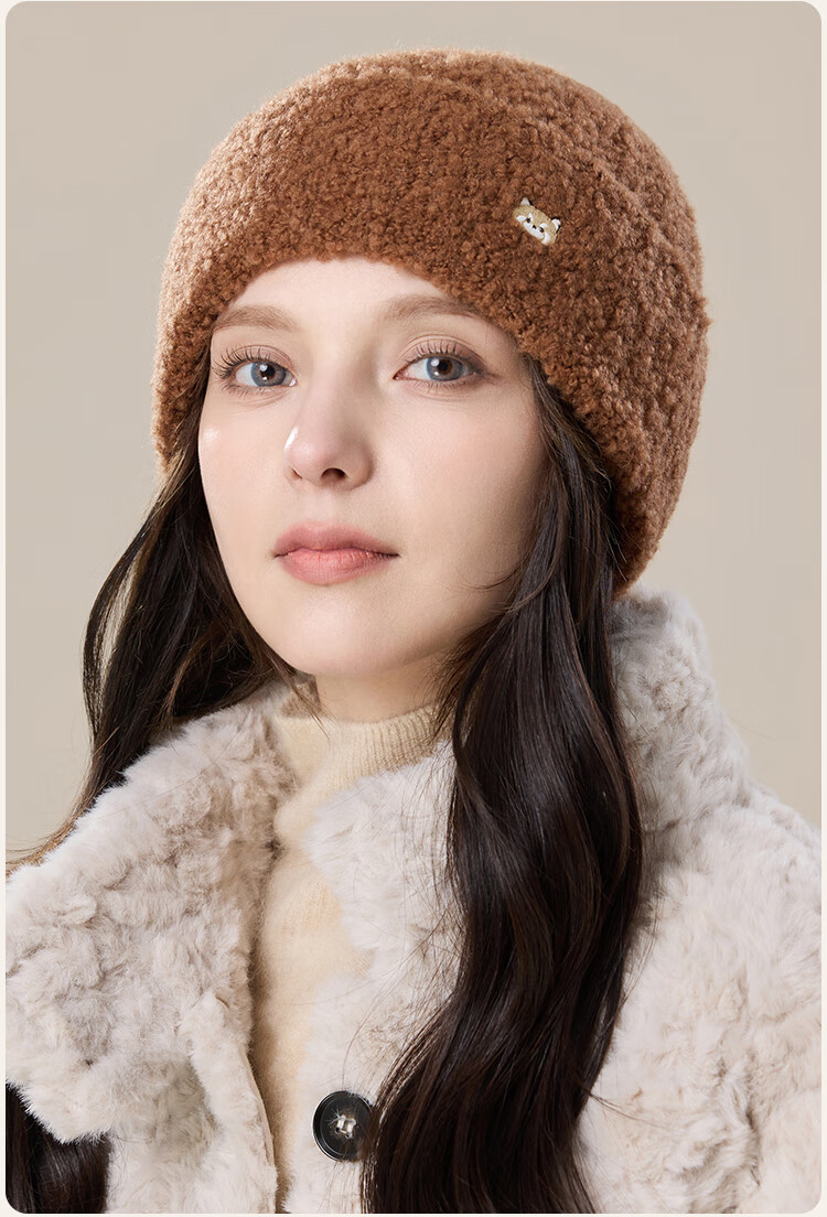 JIUMU Wool Warm Knit Hat, Autumn And Winter Knitted Cap, Cold Hat, Winter Hat, Outdoor Ear Protection Cold Hat for Women in Winter 17