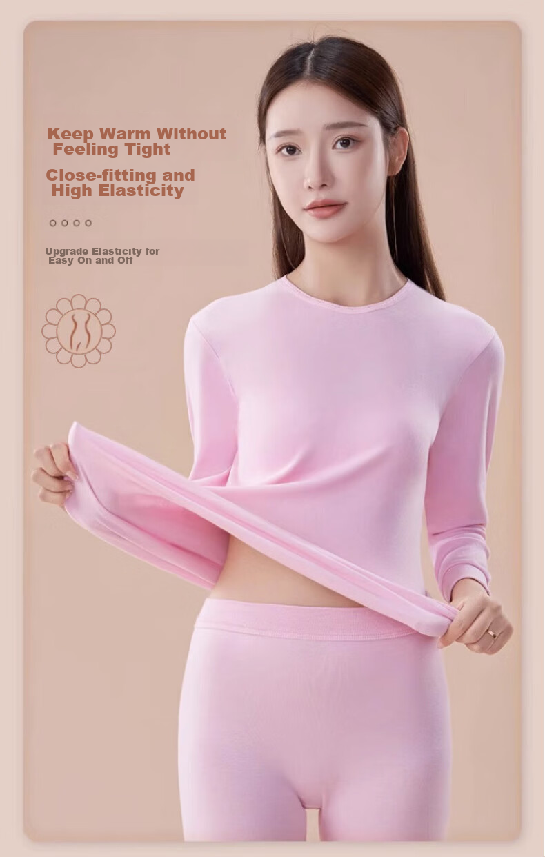 LangSha Women's Autumn Underwear Set, 100% Pure Cotton, 7A Antibacterial And Anti-Mite, Thin Cotton Thermal Underwear 12