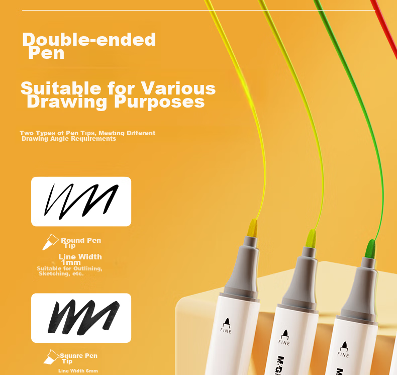 M&G Stationery, 36 Colors Food-Grade Water-Based Markers, Children's And Student Watercolor Pens, Drawing Pens, Dual-Tip Thick And Thin Triangular Barrel, Washable, Birthday And Graduation Gift, APMT80C7 13