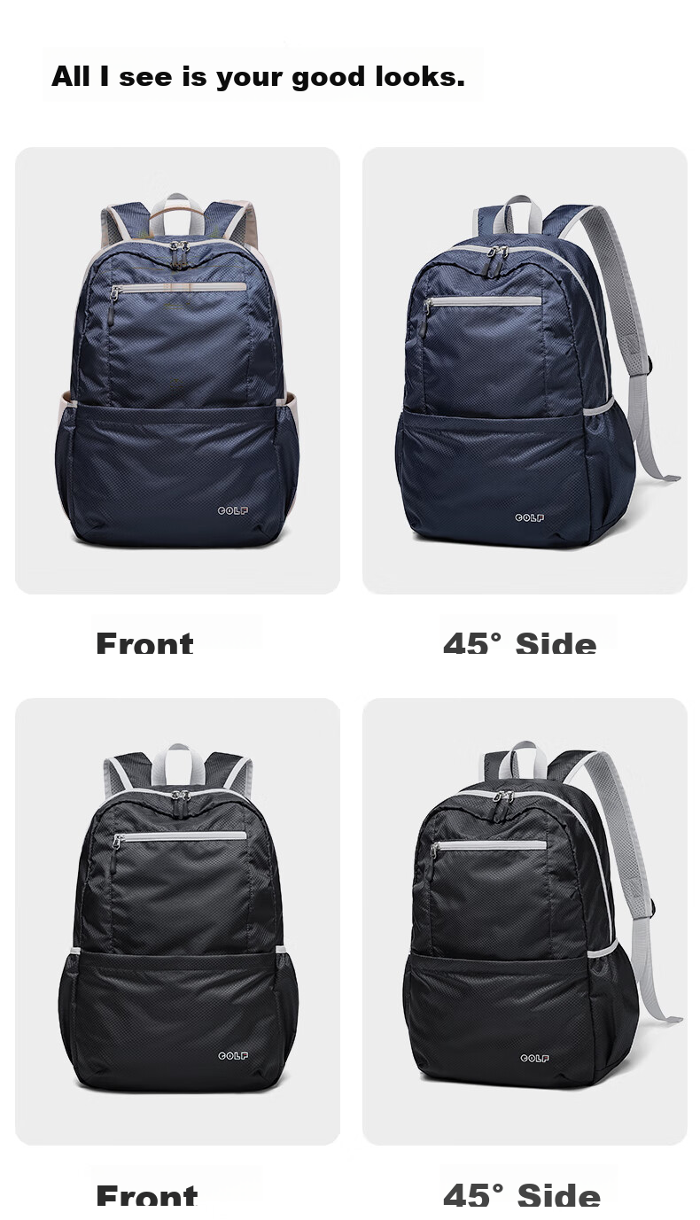 GOLF Foldable Backpack for Women And Men, Lightweight Water-Resistant Travel Bag, Outdoor Hiking Sports Fitness Pack 31