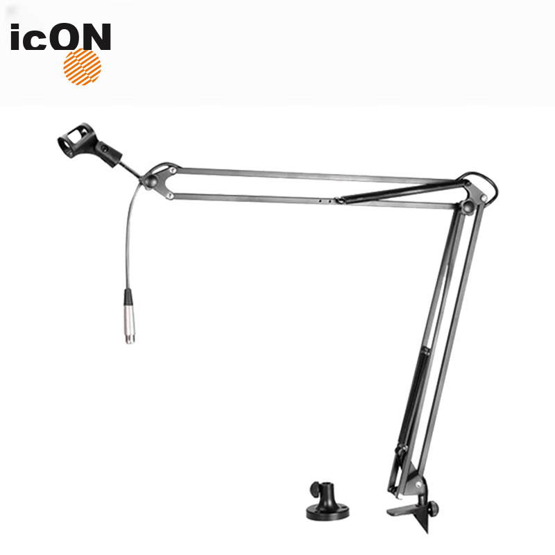 Aiken (iCON) MB-03 Microphone Stand with Large Arm, Dual XLR Cables, Universal Rotation, Weighted Model, Studio Recording Booth Anchor Stand