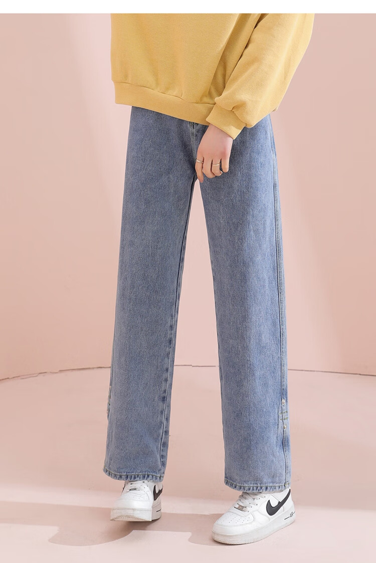 TonLion 2023 Loose Straight-Leg Jeans Wide-Leg High-Waist Versatile Casual Pants Light Denim Blue 26 14