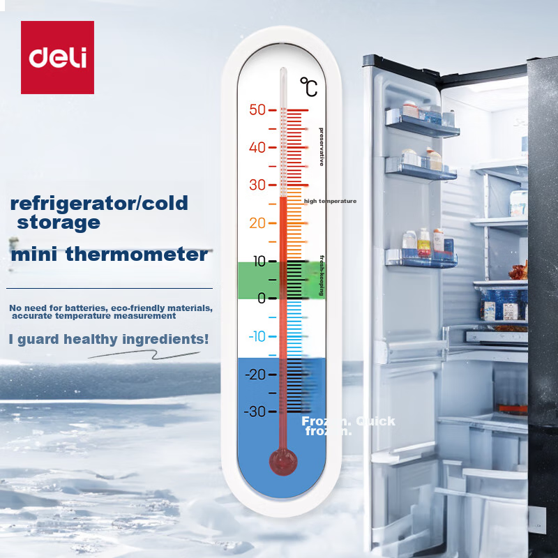Deli Refrigerator Thermometer for Home, Supermarket Freezer, Baby Elderly Children Pharmacy Freezer Storage Cooler Refrigerated Cabinet Temperature Measurement Meter LE554